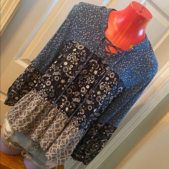 miami Tops - Miami Blue Floral Women's Blouse